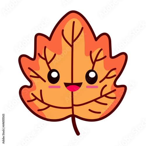 autumn leaf cute kawaii vector illustration