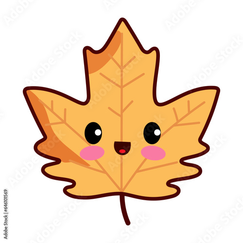 autumn leaf cute kawaii vector illustration