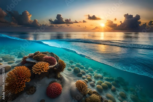 coral reef and sea photo