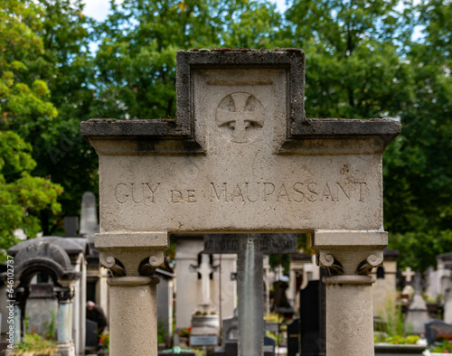 Maupassant's Tomb, Montparnasse Cemetery, Paris, France photo