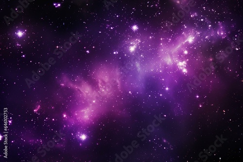 Background with a vibrant purple nebula and sparkling stars. Generative AI