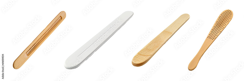 Set of medical tongue depressor isolated on transparent background. Concept of health, healthcare and medical. Set of medical tongue depressor isolated on transparent background. Concept of health, healthcare and medical.