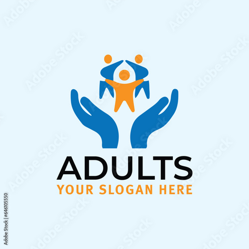 adults people teamwork logo design vector