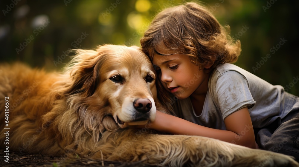 children with a dog emotional deep connection between owners and their pets. the unwavering bond that defines this unique relationship. children with a dog emotional deep connection between owners and their pets. the unwavering bond that defines this unique relationship.