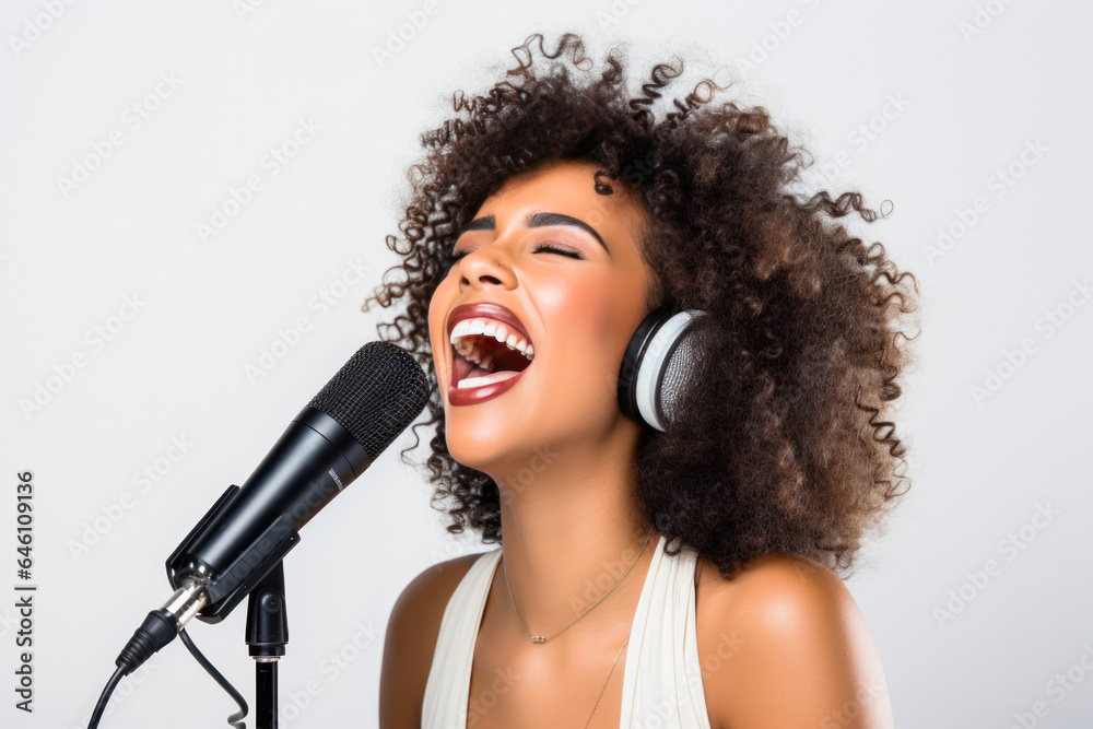 Obraz premium a black singer singing in loud