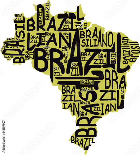 Brazil map typographic map brazil south america latin america