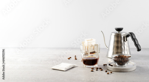 Drip Coffee Bag in a Cup, Quick Way to Brew Ground Coffee Using Paper Type Filter
