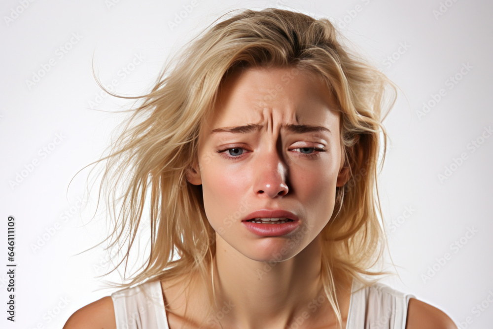 Naklejka premium an upset women is crying with pain 