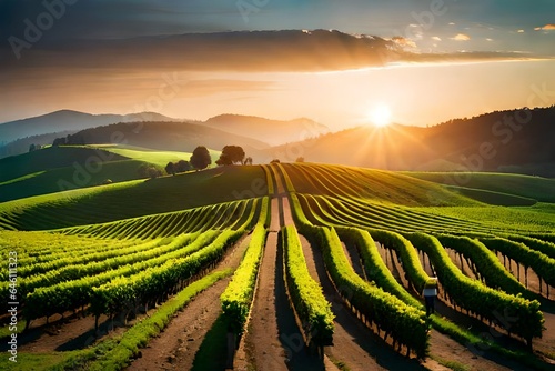 vineyard at sunset