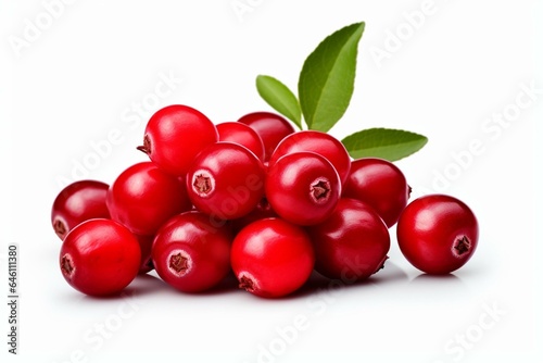 Red cranberry on transparent background. Generative AI
