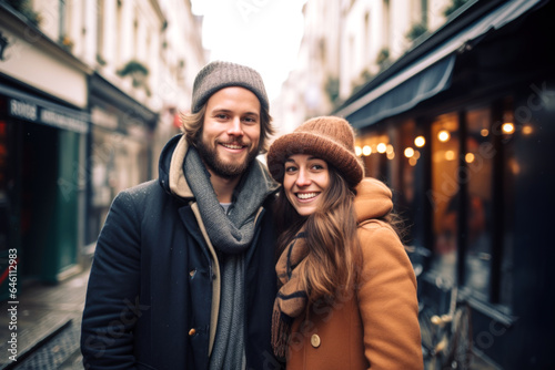 A young cheerful couple having fun in Paris, Enjoying Christmas Market © Jasmina