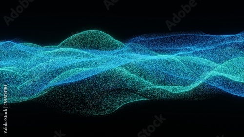 wave particles abstract smooth background illustration. can be used to represent energy frequency, music waveform or big data mining software © Ricardo