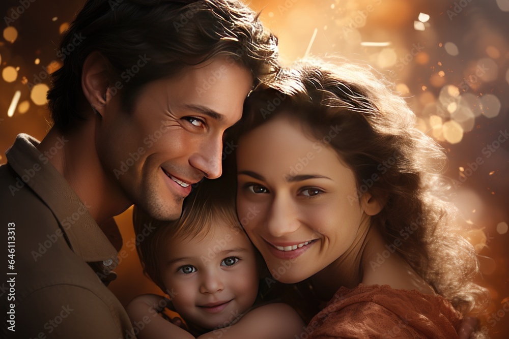 Beautiful portrait of a modern loving family with children