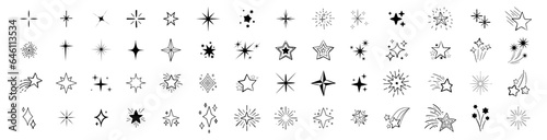 Stars line art icon. Sparkle star icons. Vector blink star for logo, sparkle clipart photo