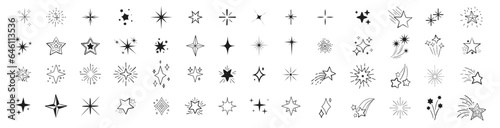 Sparkle star icons set. Vector set of different black sparkles icons. Shine icons