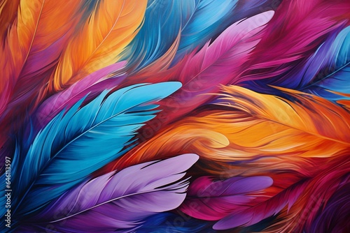 Vibrant abstract feathered artwork. Generative AI