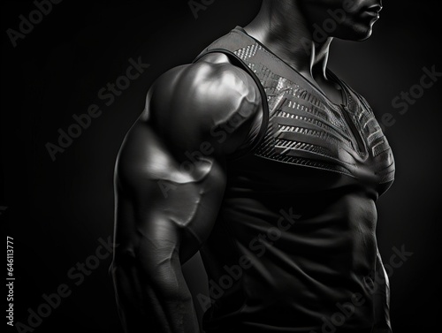  bodybuilder flexing his muscles on a black background
