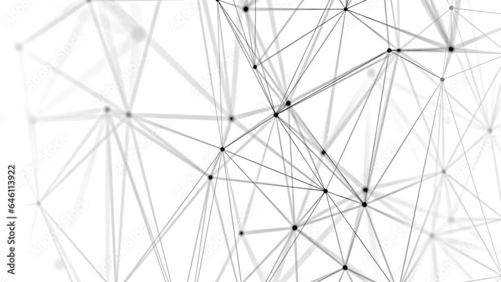 technology plexus network 3d animation. can be used to represent matrix information, big data social media or network telecommunications
