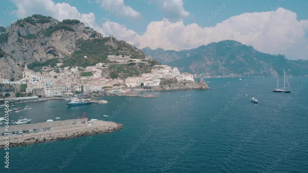 Amalfi Coast Drone Aerial View of the Tyrrhenian Sea and Villages Amalfi Coast Drone Aerial View of the Tyrrhenian Sea and Villages