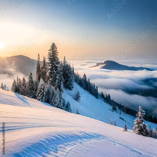 winter mountain landscape generated Ai