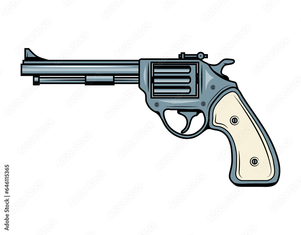Revolver. Vector illustration of a Firearm, Handgun