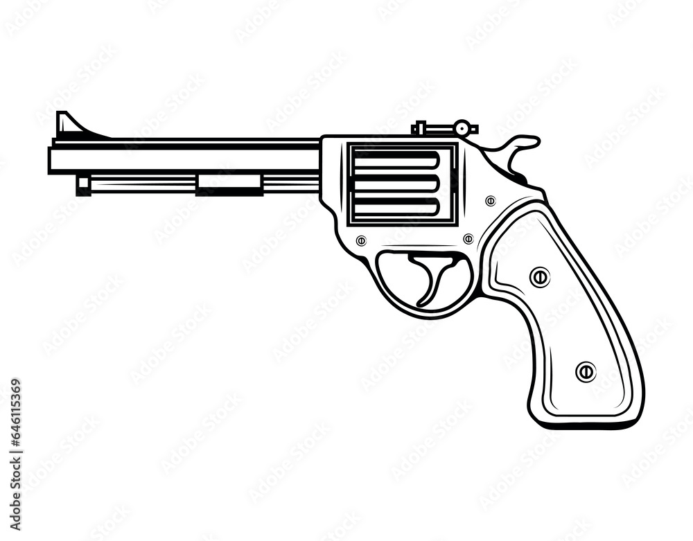 Revolver. Vector illustration of a Firearm, Handgun