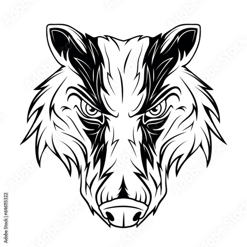 American Badger. Vector illustration of a wild animal. Angry brock