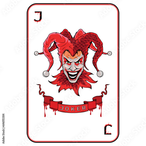 Joker playing card. Vector of Jolly Joker face