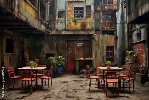 An establishment in a communal open area. Generative AI © Melisende