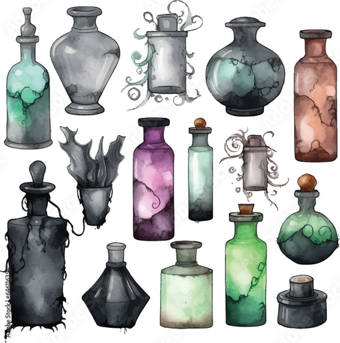 Gothic, drab colors, witchcraft elements, potion bottles, magic, halloween, witch, woman, pumpkin, cat, holiday, magic, wizard, vampire, costume, horror, black, bat, fashion, autumn, skull, scary.