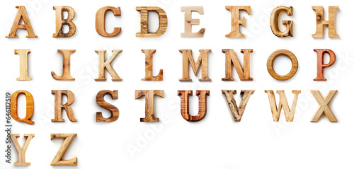 Wooden Letters Alphabet set with different woods. Alphabet set with various woods. 