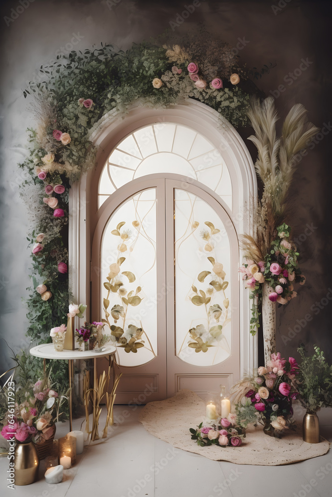 Arched Doorway, Photography Background, backdrop. 