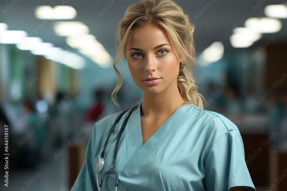 Young beautiful Registered Nurse, future doctor