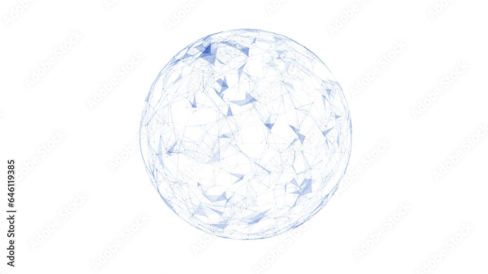Loop plexus sphere rotation isolated on white background. Loop plexus sphere rotation isolated on white background.