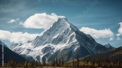 Beautiful Panoramic view of snow in mountain peak. AI generated image © atapdesain