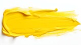 Isolated yellow Brush Stroke on a white Background. Acrylic Paint Texture with Copy Space 
