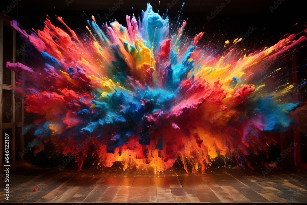 Vibrant explosion on empty artwork created with innovative techniques. Generative AI