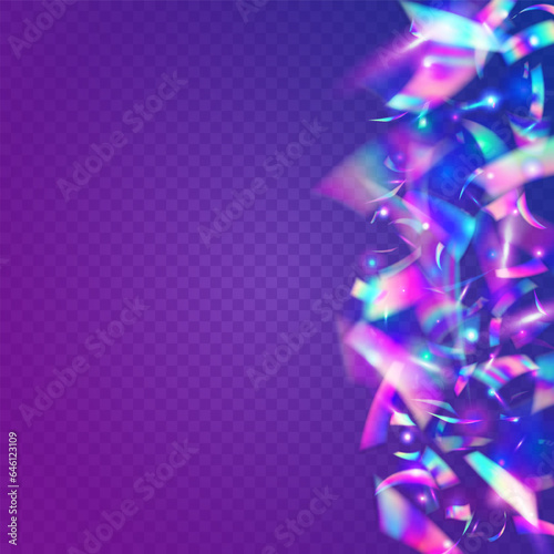 Iridescent Background. Cristal Confetti. Bokeh Glitter. Holiday Foil. Blur Multicolor Illustration. Metal Banner. Blue Party Glare. Glitter Art. Violet Iridescent Background