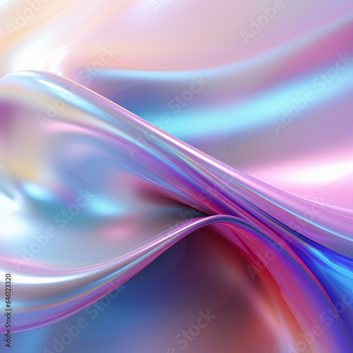 3D illustration of holographic surface. Iridescent abstract background.