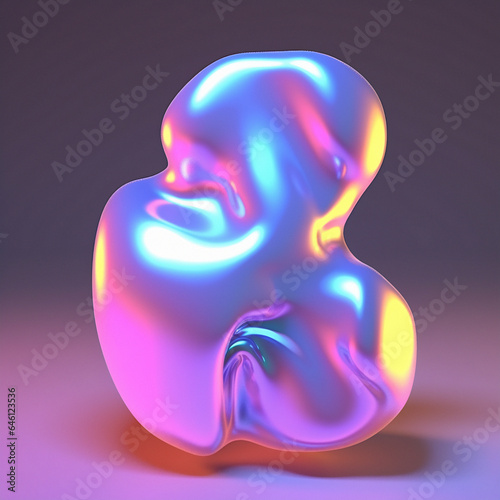 3D illustration of a distorted holographic sphere. Abstract surreal contemporary art.
