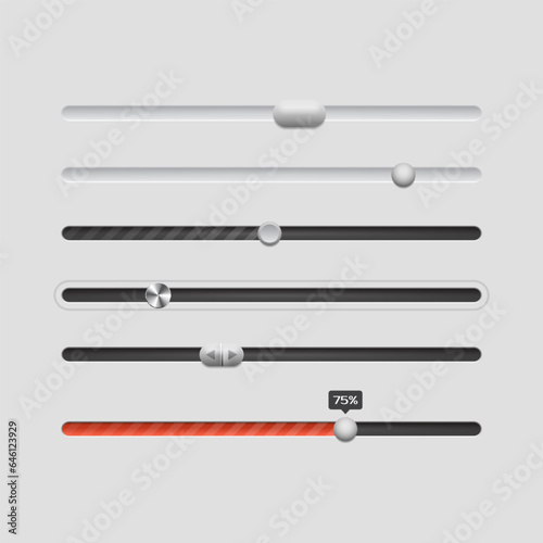 Ui sliders. Web UI elements design. Vector illustration for your design.