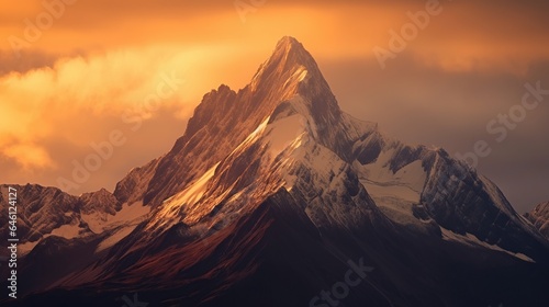 Beautiful Panoramic view of snow in mountain peak. AI generated image © atapdesain