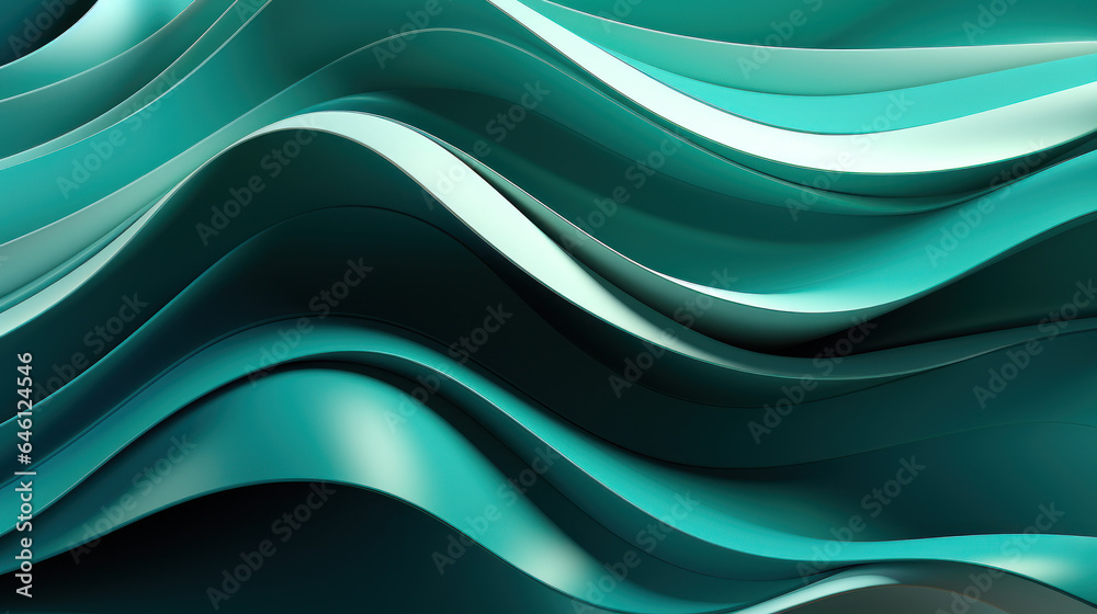 Fototapeta premium Dynamic Color Symphony: 3D Abstract Green Wave Vector. Generative AI