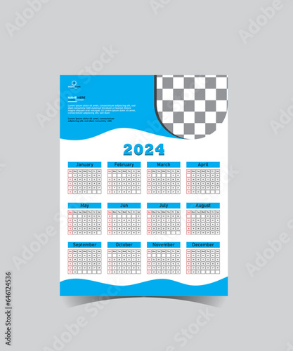 Design of a unique classic simple calendar in sky blue colors.