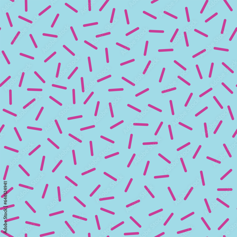 Pop Culture Nineties Seamless Pattern Background Acid Psychedelic Minimal Style on a Blue. Vector illustration of Geometric Wallpaper