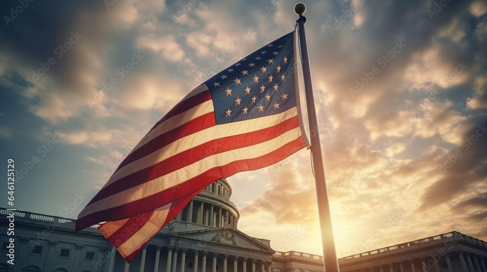 Naklejka premium USA independence day It is a declaration of independence and democracy.The 4th of July is the Independence Day of the United States. There will be a celebration and show the democracy. Generative AI