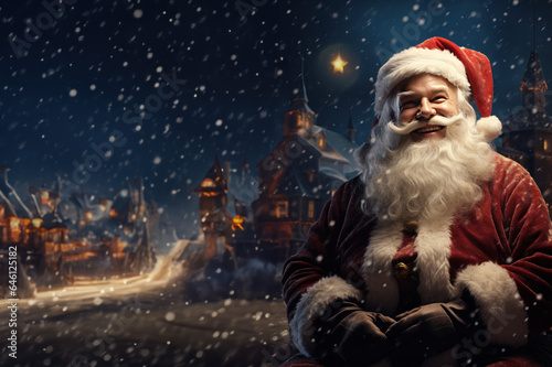 Santa background with room for copy space created with Generative AI technology