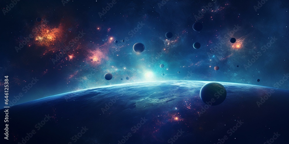 cinematic galaxy with vibrant planets and stars