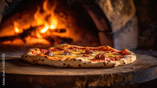 Delicious hot pizza italian food. AI generated image