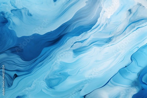 Close-up of artistic blue water with earth-like shape falling. Generative AI